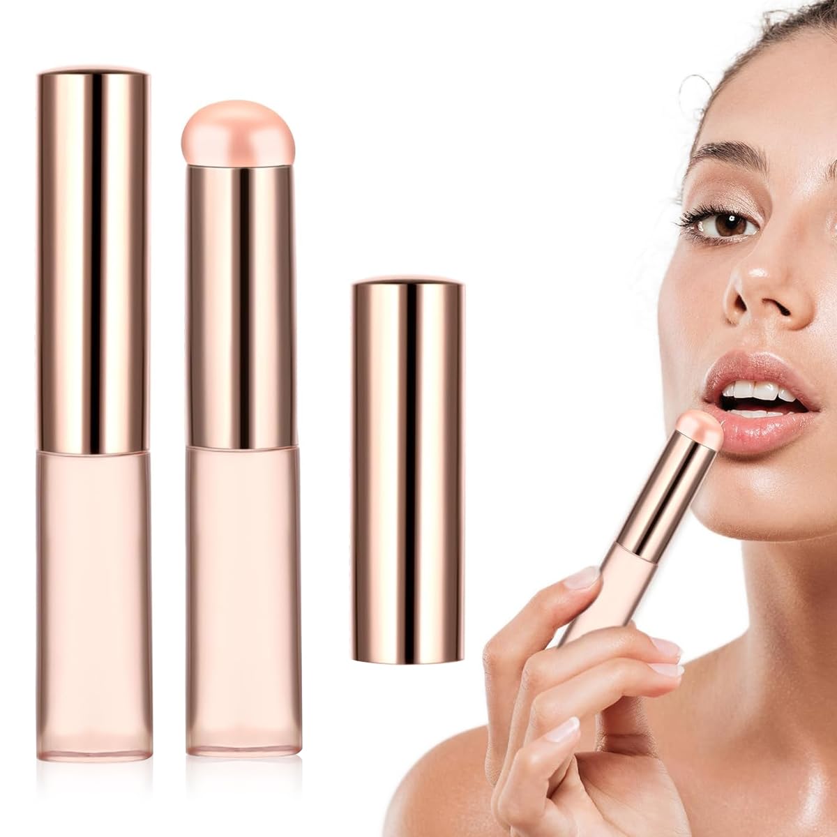 MAYCREATE 2pcs Silicone Lip Applicator Silicone Lip Brush Lip Balm Lipstick Applicator with Dustproof Cap for Lipstick, Lip Gloss, Lip Tint, Lip Mask, Concealer Applicator - Pink MAYCREATE 2pcs Silicone Lip Applicator Silicone Lip Brush Lip Balm Lipstick Applicator with Dustproof Cap for Lipstick, Lip Gloss, Lip Tint, Lip Mask, Concealer Applicator - Pink